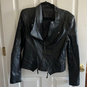 Distressed faux leather jacket